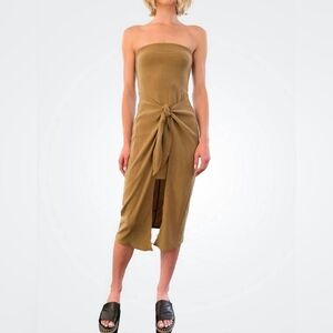 Anemos The Strapless D.K. Wrap Dress in Sandstone - Size S